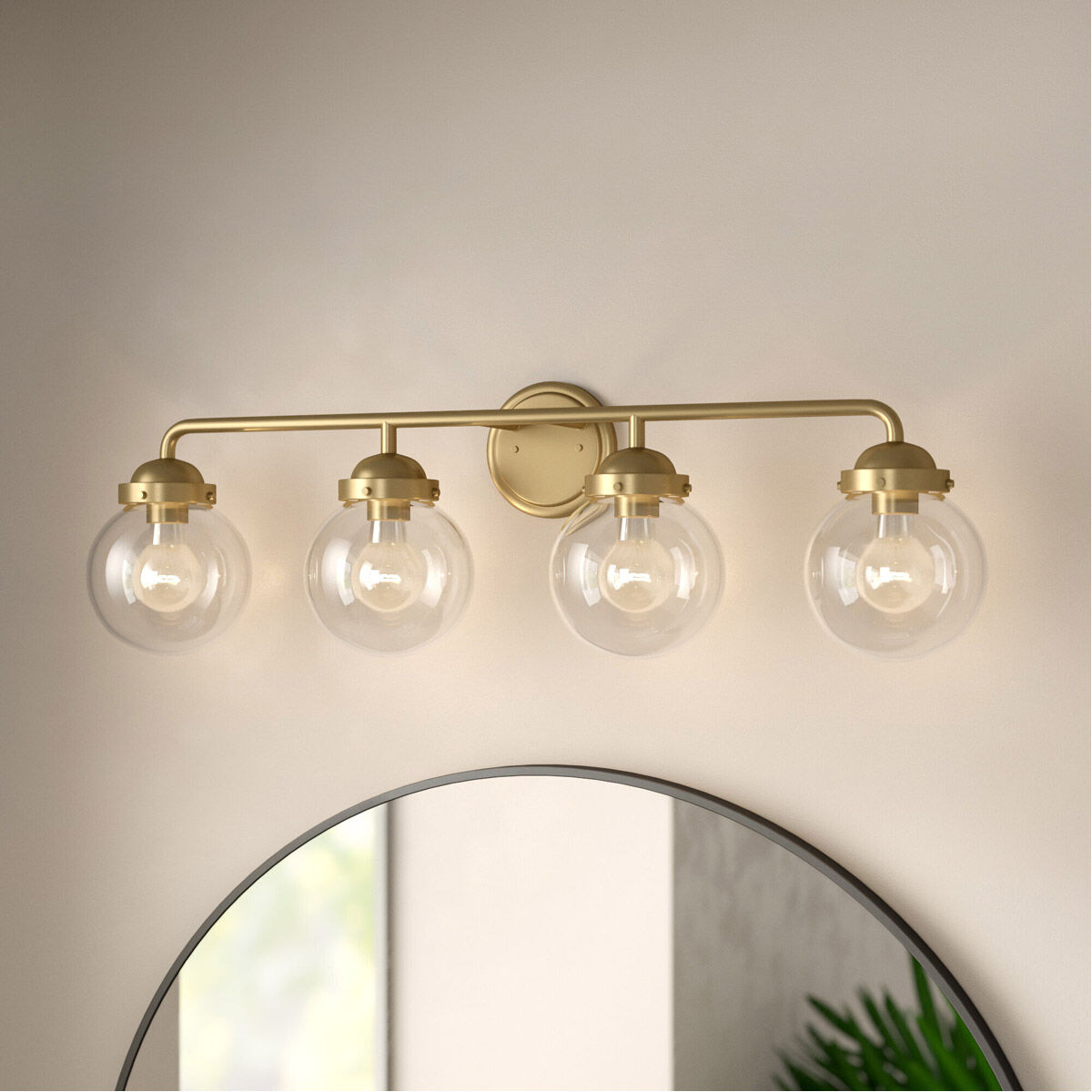 Knoll 4 Light 33 inch Brushed Gold Bath Bar Wall Light
